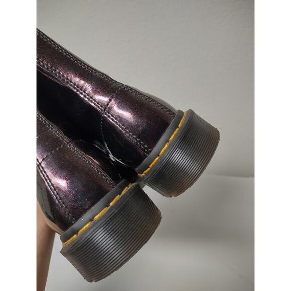 Dr Doc Martens Air Wair Patent Deep Purple Combat Boots Ladies Size 6 Men's sz 5 - Picture 13 of 14